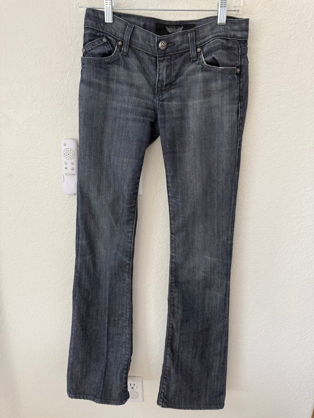 Rock & Republic Skull Embroidered Jeans Women's Dark Wash Y2K Bootcut size 24